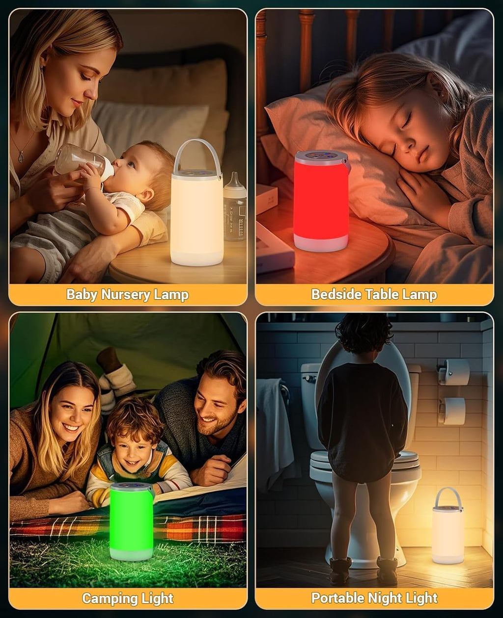 Night Light for Kids, Portable USB Night Lamp with 2200 mAh Battery, Bright Color Changing Light for Nightstand, Small Touch Bedroom Table Lamp for Girls, Boys, Toddler