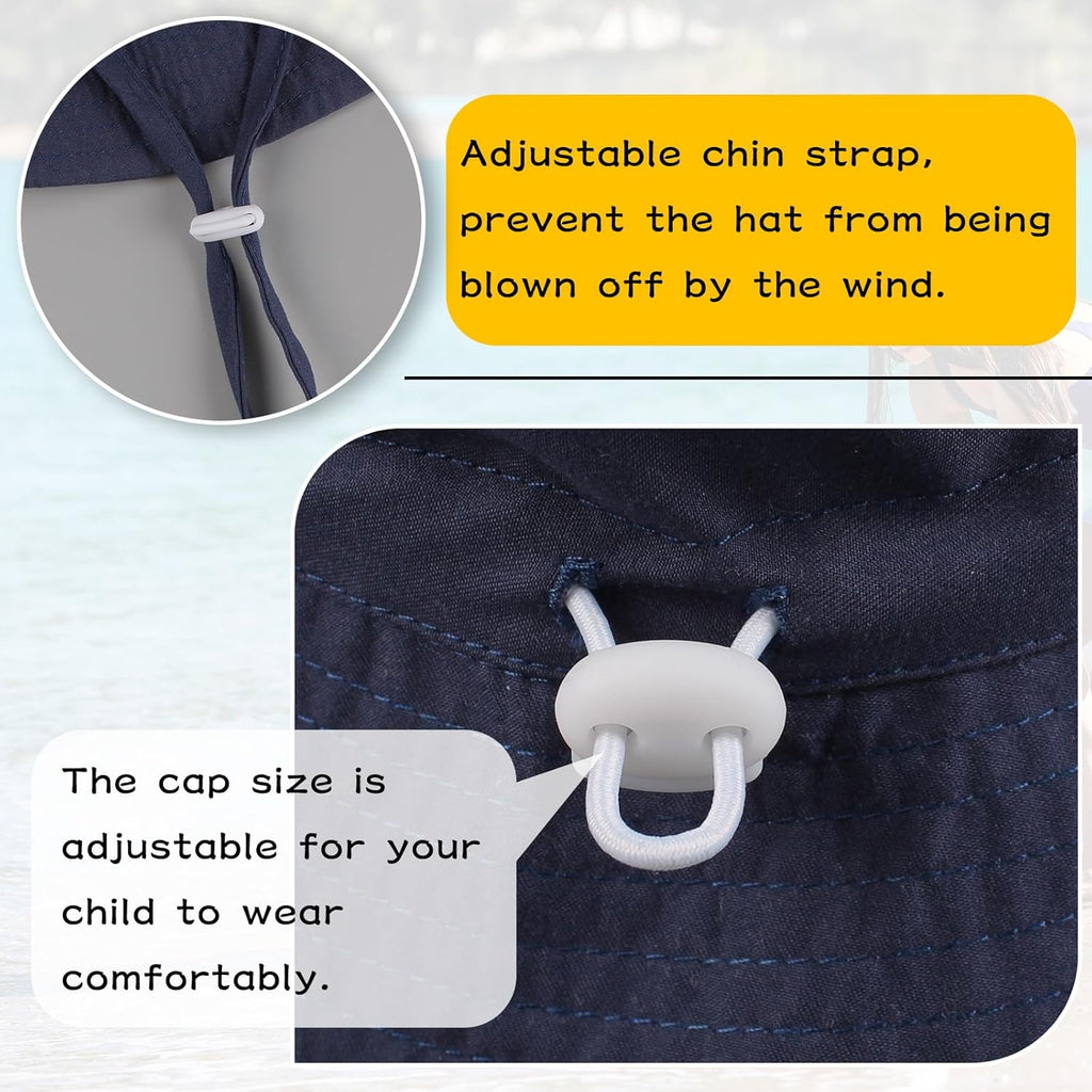 Peecabe Summer Baby Sun Hat for Boys Girls UPF 50+ Wide Brim Toddle Bucket Hat Adjustable Baby Beach Cap 0-8 Years