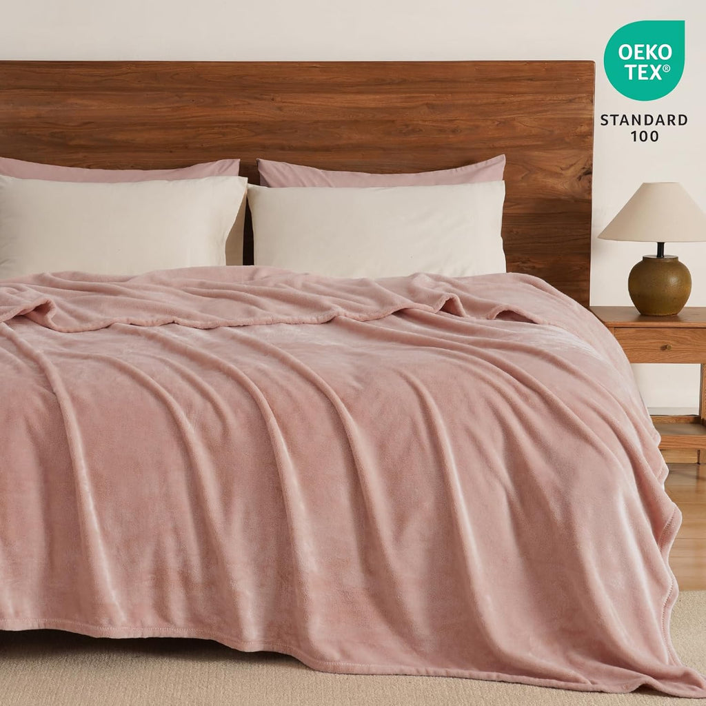 PHF Ultra Soft Fleece Blanket Twin Size, No Shed No Pilling Luxury Plush Cozy 300GSM Lightweight Blanket for Bed, Couch, Chair, Sofa Suitable for All Season, 66" x 90", Rose Pink