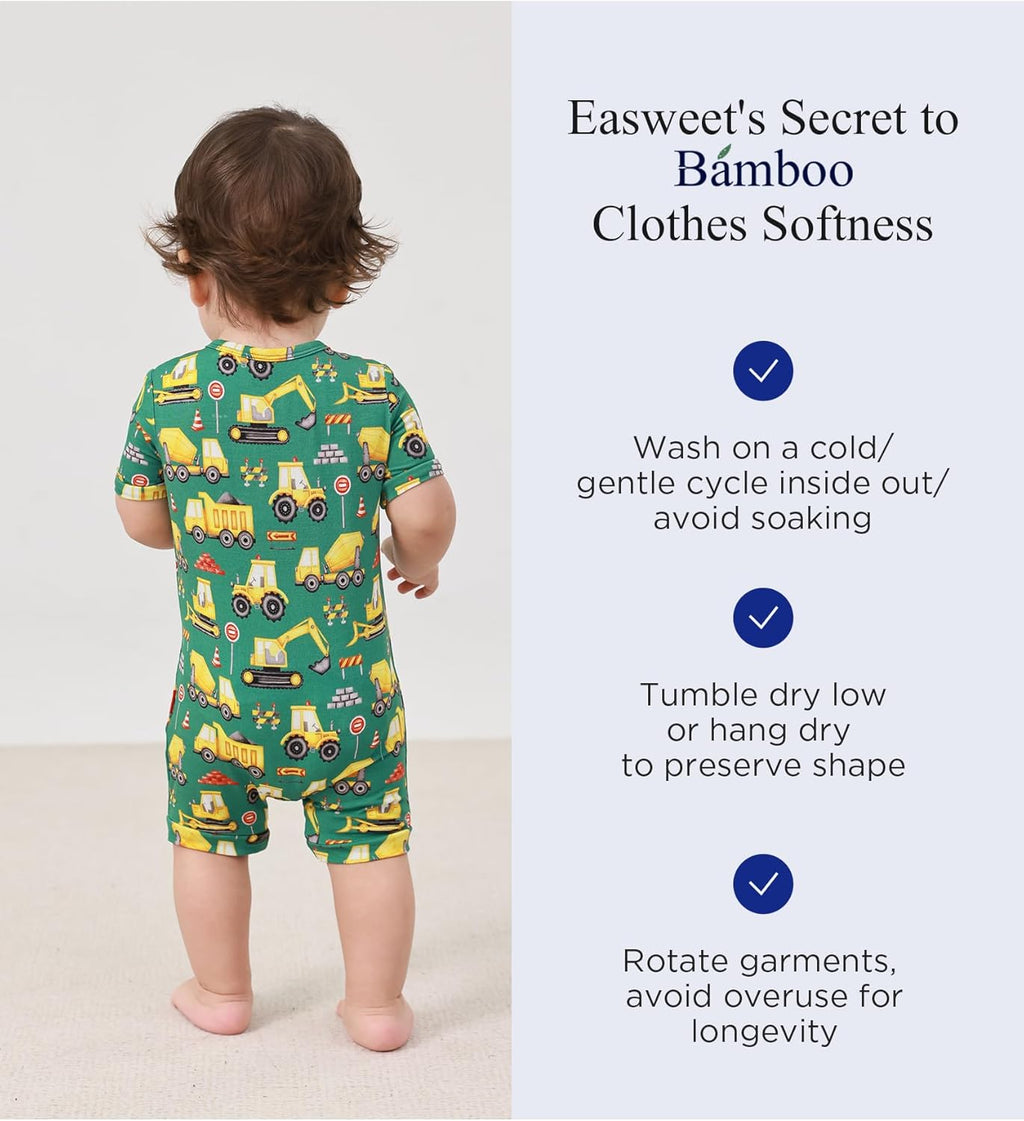 Baby Boys Bamboo Viscose Short Sleeve Romper Soft Comfy Infant Summer Jumpsuit