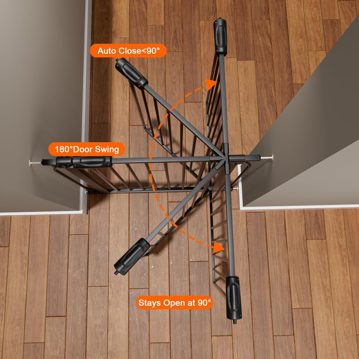 HOOEN 30" Tall Extra Wide Baby Gates for Doorways Stairs 86 to 105 Inch Large Long Pressure Mounted Dog Gates for The House Metal Tension Indoor Child Safety Gates for Kids or Pets