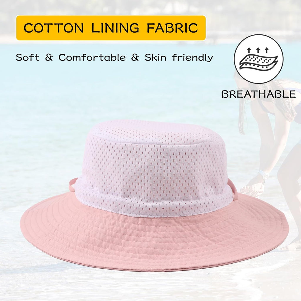 Peecabe Summer Baby Sun Hat for Boys Girls UPF 50+ Wide Brim Toddle Bucket Hat Adjustable Baby Beach Cap 0-8 Years
