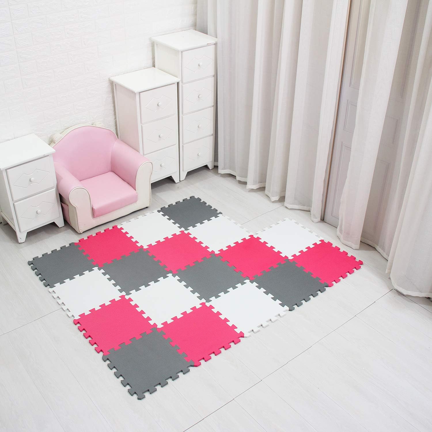 MQIAOHAM® 18 Pieces Puzzle Play Mats, Soft Baby Play Mat, Kids Interlocking Foam Floor Tiles, Toddlers Carpet Playmats G301018-101109112