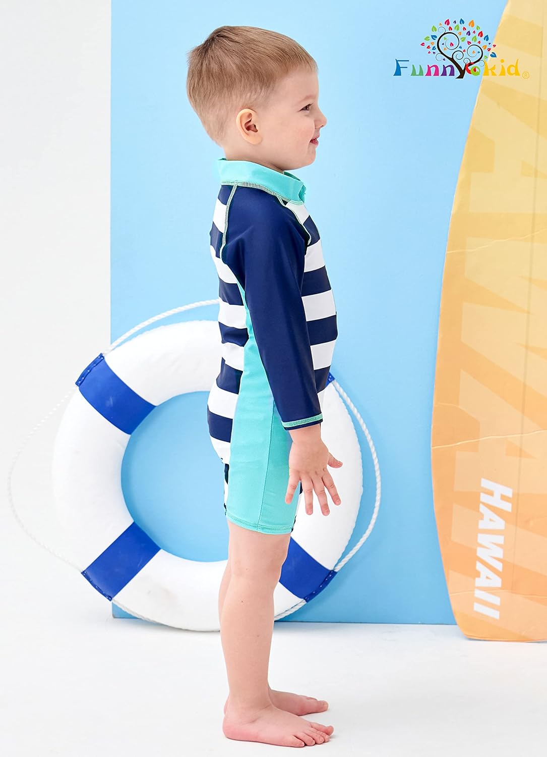 Funnycokid Baby Swimsuit Boy Toddler Bathing Suit Rash Guard UPF 50+ Swimwear 6 Months-4T