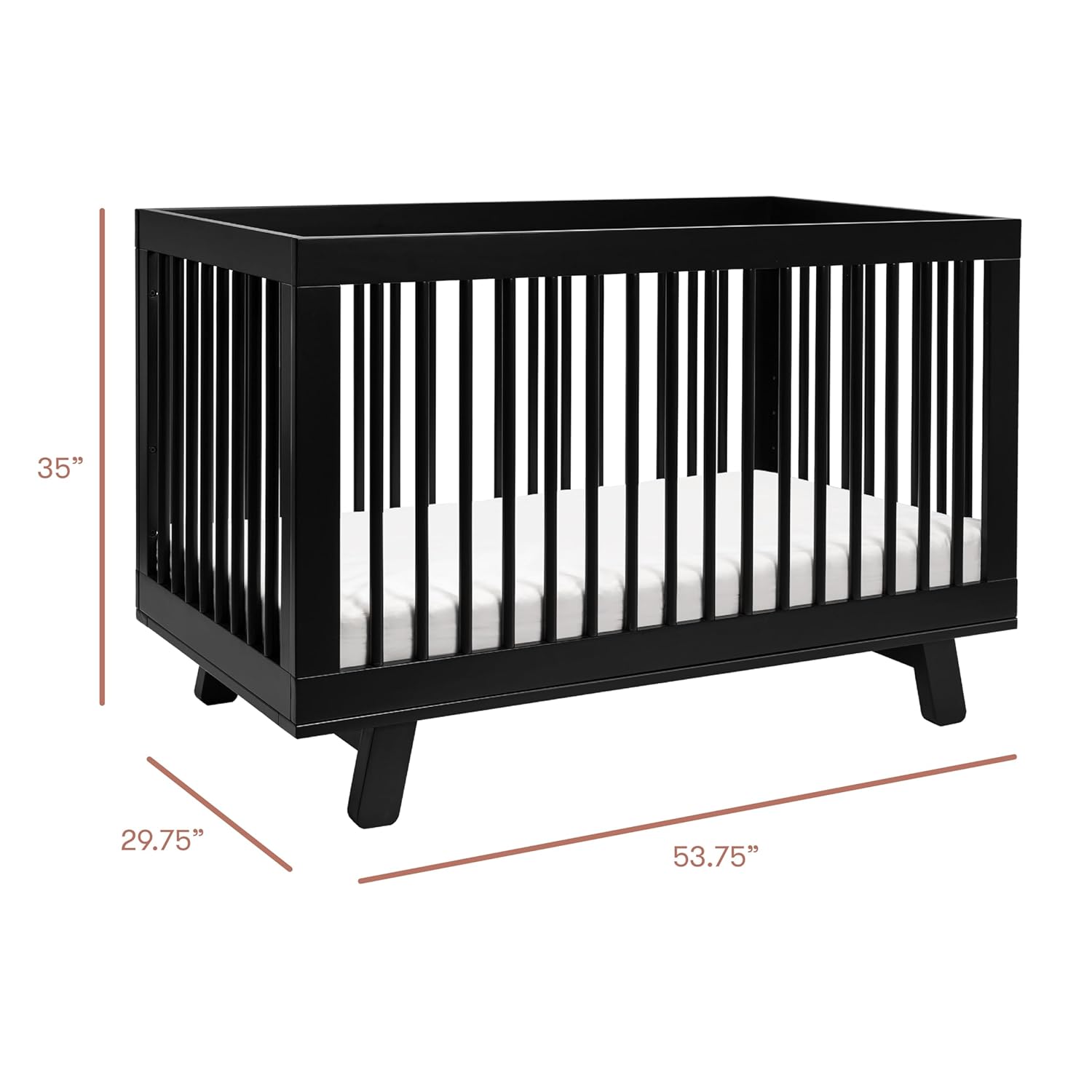Babyletto Hudson 3-in-1 Convertible Baby Crib - GREENGUARD Gold Certified Convertible Crib to Toddler Bed & Daybed - Wooden Baby Bed with 4 Adjustable Mattress Heights - Easy to Assemble - Black