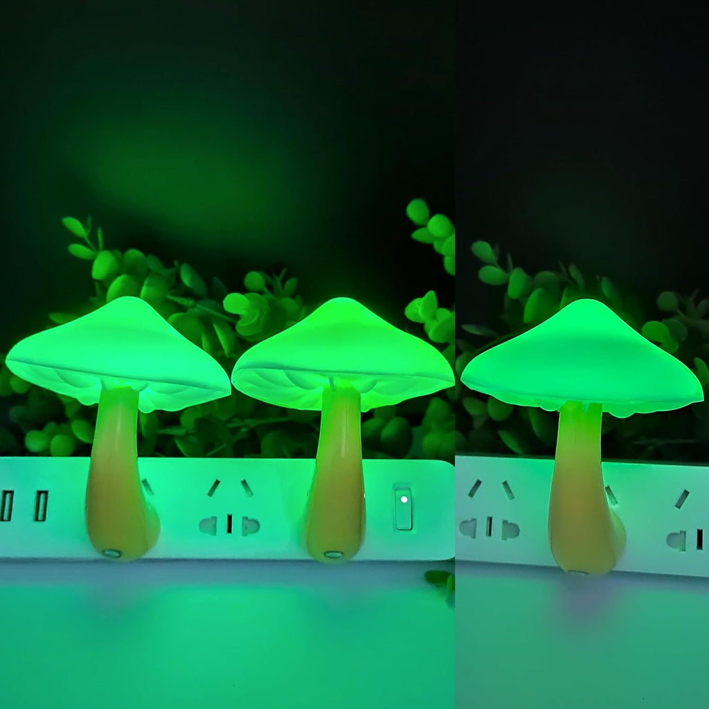 AUSAYE 3 Pack Sensor LED Night Light Plug in Lamp Mushroom Night Light for Adults Kids NightLight Bedroom,Bathroom,Toilet,Hallway,Stairs,Kitchen,Basement Green