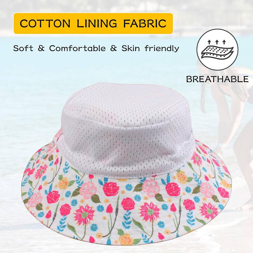 Peecabe Summer Baby Sun Hat for Boys Girls UPF 50+ Wide Brim Toddle Bucket Hat Adjustable Baby Beach Cap 0-8 Years