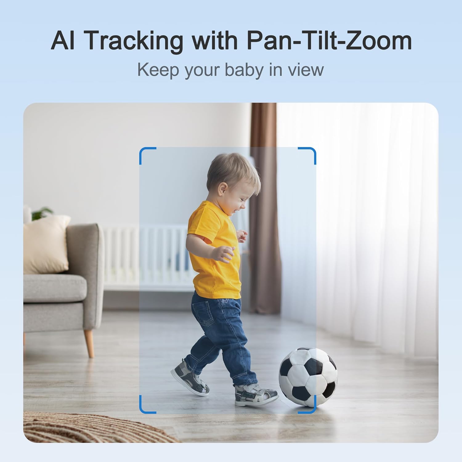 Simsky Smart Baby Monitor with 2×4MP Camera, 6X Optical Quality Zoom, AI Tracking, Intelligence Detection, Pan-Tilt-Zoom, 32GB Local Storage, Add-on Camera Monitor