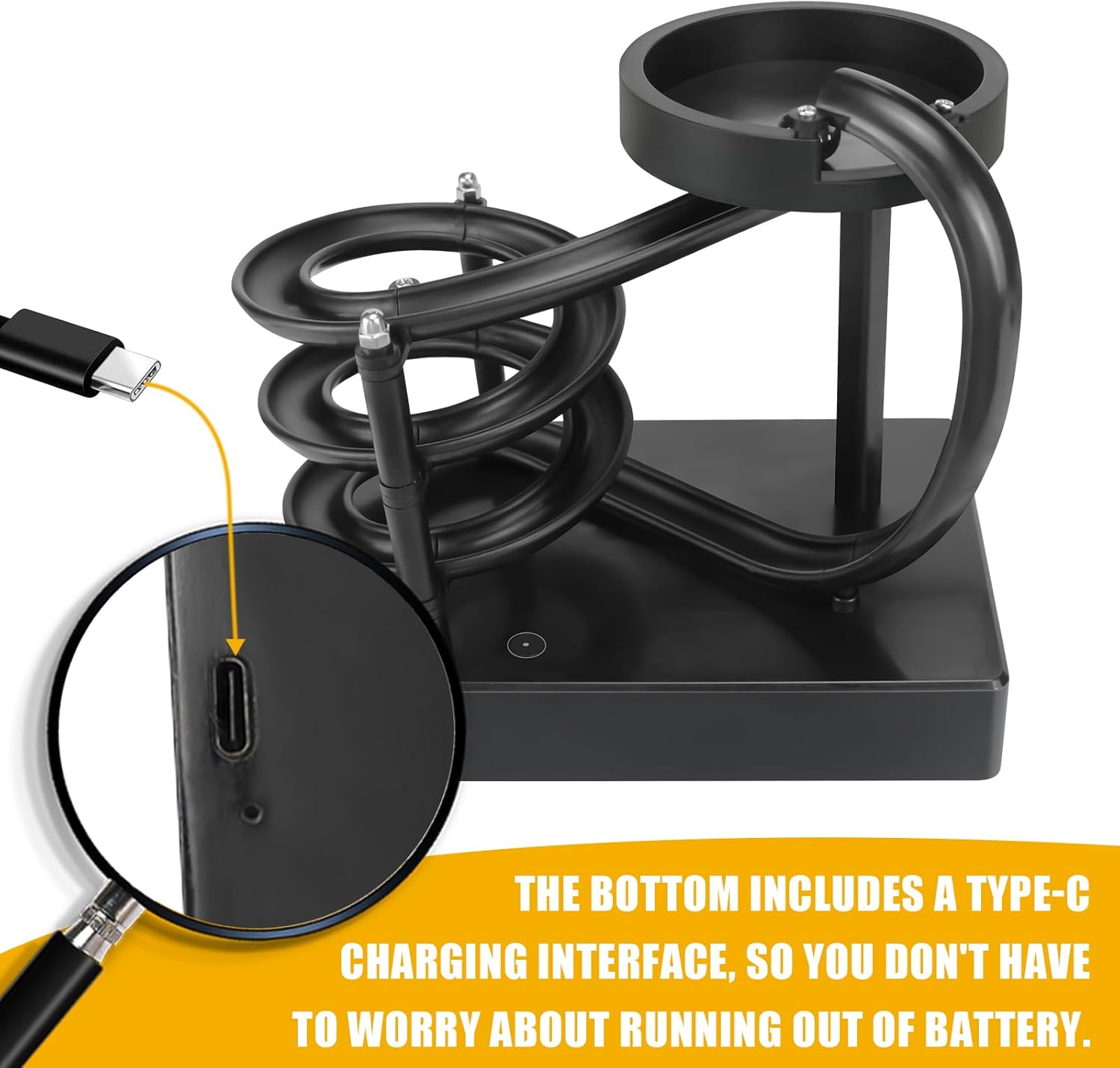 Kinetic Art Perpetual Motion Marble Machine for Home Office, Non-Stop Rolling Ball Toys Science Physics Gadget, Newtons Desktop Decoration Toys for Unisex Children Adult(Black)