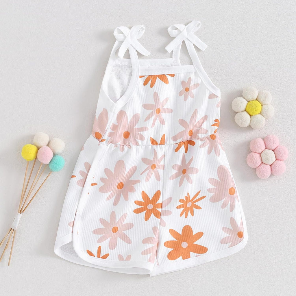 WZTYYDS Toddler Baby Girl Summer Clothes Floral Romper Tie-Up Strap Halter Jumpsuit Infant Summer Sling Playsuit 6M-3T