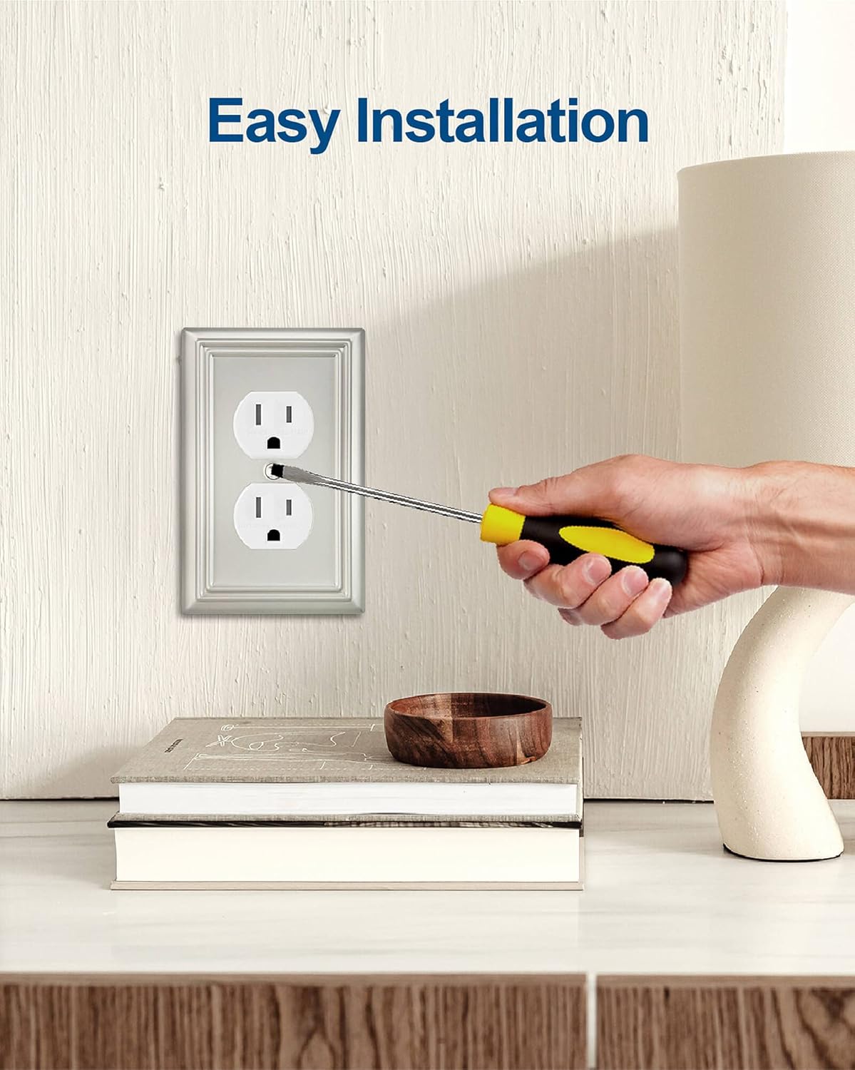 4-Pack Duplex Wall Plate, Satin Nickel Outlet Cover, Metal Electrical Outlet Cover Plate, 1-Gang, Midsize, A031 Series