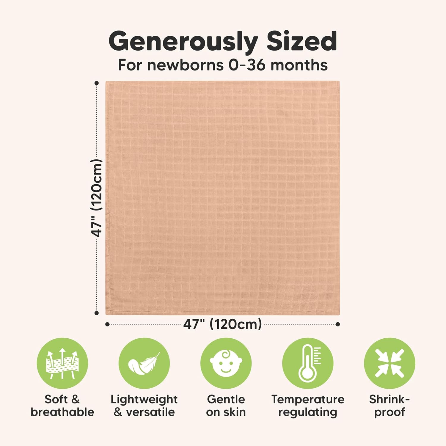 4-Pack Muslin Swaddle Blankets for Boys, Girls - Organic Baby Swaddles for Newborns, Soft & Breathable Receiving Baby Blankets for Girl, Boy, Neutral, Newborn Essentials Gift (Pine)