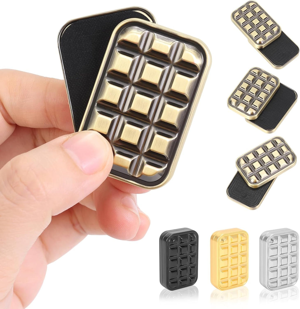 Fidget Slider for Adults - Brick Slider Metal Fidget Toys, Anxiety/ADHD/Annoy Relieving EDC Metal Fidget, Stress Reducing Toy - Gift for Adults & Teen (Metallic)