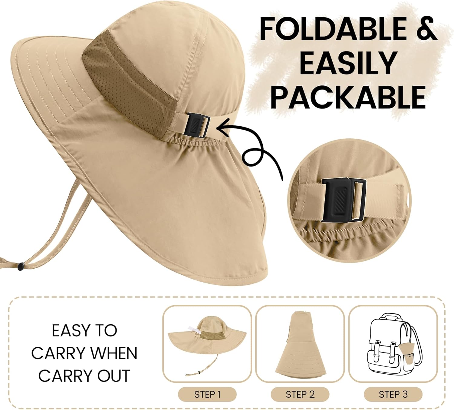 Baby Sun Hat with Neck Flap for Sun Protection Toddler Beach Hat UPF 50+ Outdoors 0-6 Years Boys Girls