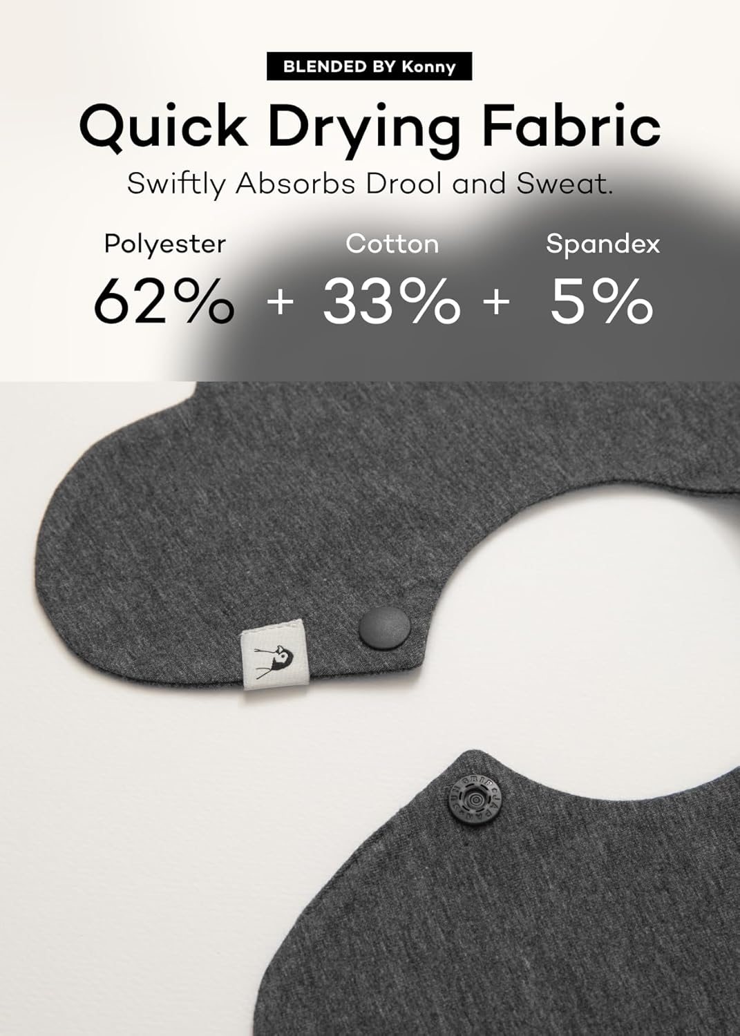 Konny Baby Bibs 5-Pack, 360 ° Rotate, Soft and Absorbent Bandana Drooling for Boys Girls baby Essentials