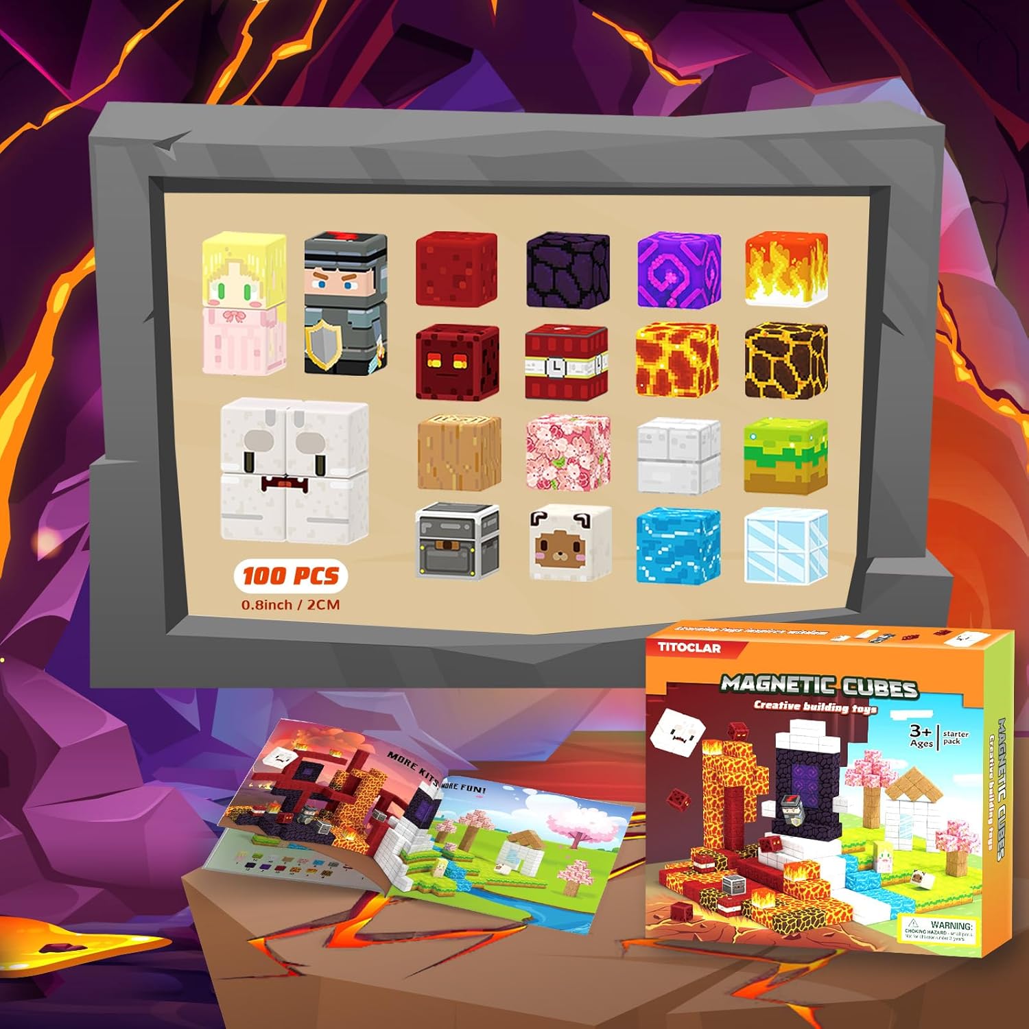 Magnetic Blocks-100PCS Magnetic Building Blocks, Magnet Toys Kids Build Cubes, Upgraded Sensroy Toys & Games, Christmas Birthday Gifts for Boys & Girls Ages 3+