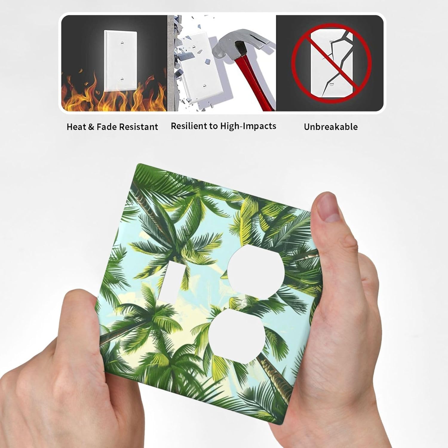 Summer Sky Coconut Palms Trees Green Plants Leaf Wallplates 1 Toggle 1 Duplex Switch Plate Electrical GFCI Faceplate Decorative Light Switch Covers for Bed Room Living Room Decor