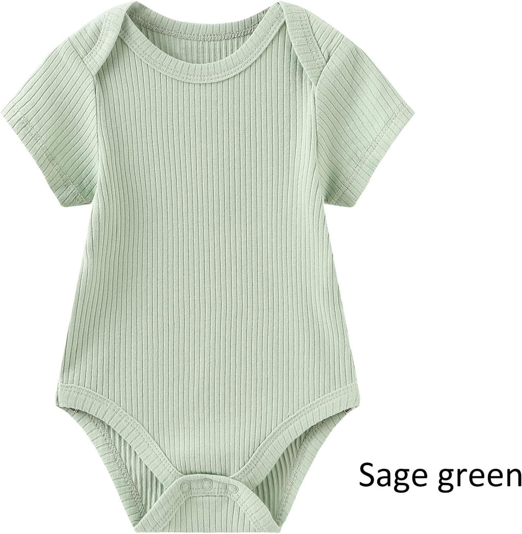 Baby Bodysuit and Pant Set Summer Ribbed Mix Match Infant Boy Girl Clothes Outfits