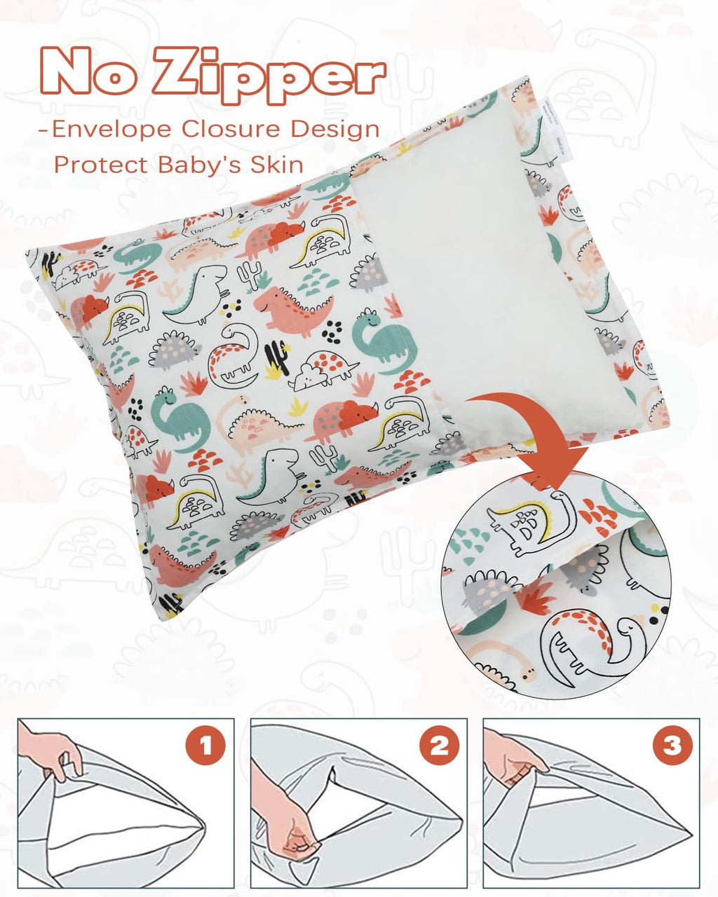 ALVABABY Toddler Pillowcases 2 Pack Organic Cotton Kids Pillow Cover Fit 13"x 18" or 12"x21" Envelope for Girl Boy Sleepy Travel