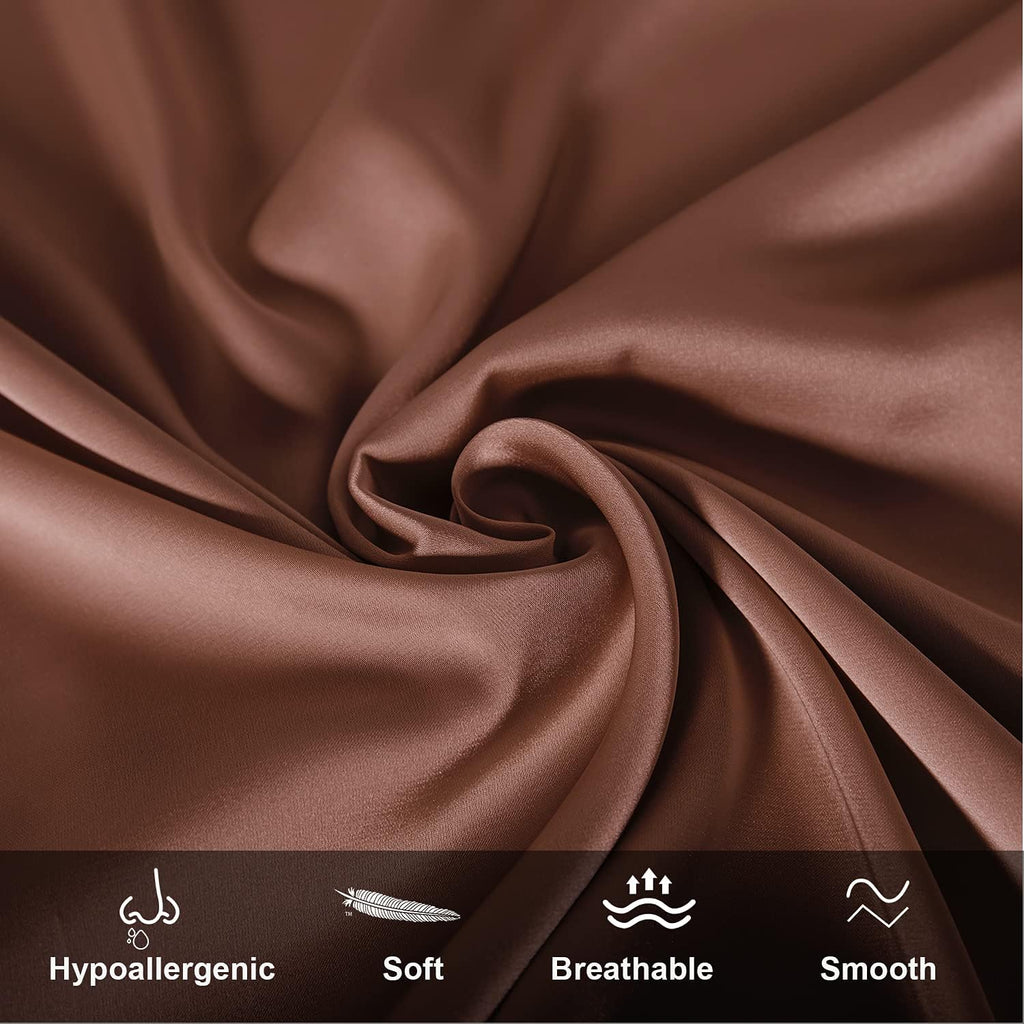 Mulberry Silk Pillowcase for Hair and Skin,Standard Size Cooling Silk Pillow Case with Hidden Zipper,Allergen Proof Dual Sides Soft Breathable Smooth Silk Pillow Cover for Women(Standard,Coffee)