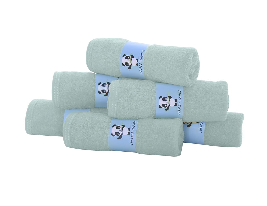 HIPHOP PANDA Baby Washcloths, Rayon Made from Bamboo - 2 Layer Ultra Soft Absorbent Newborn Bath Face Towel - Reusable Baby Wipes for Delicate Skin - Green, 6 Pack