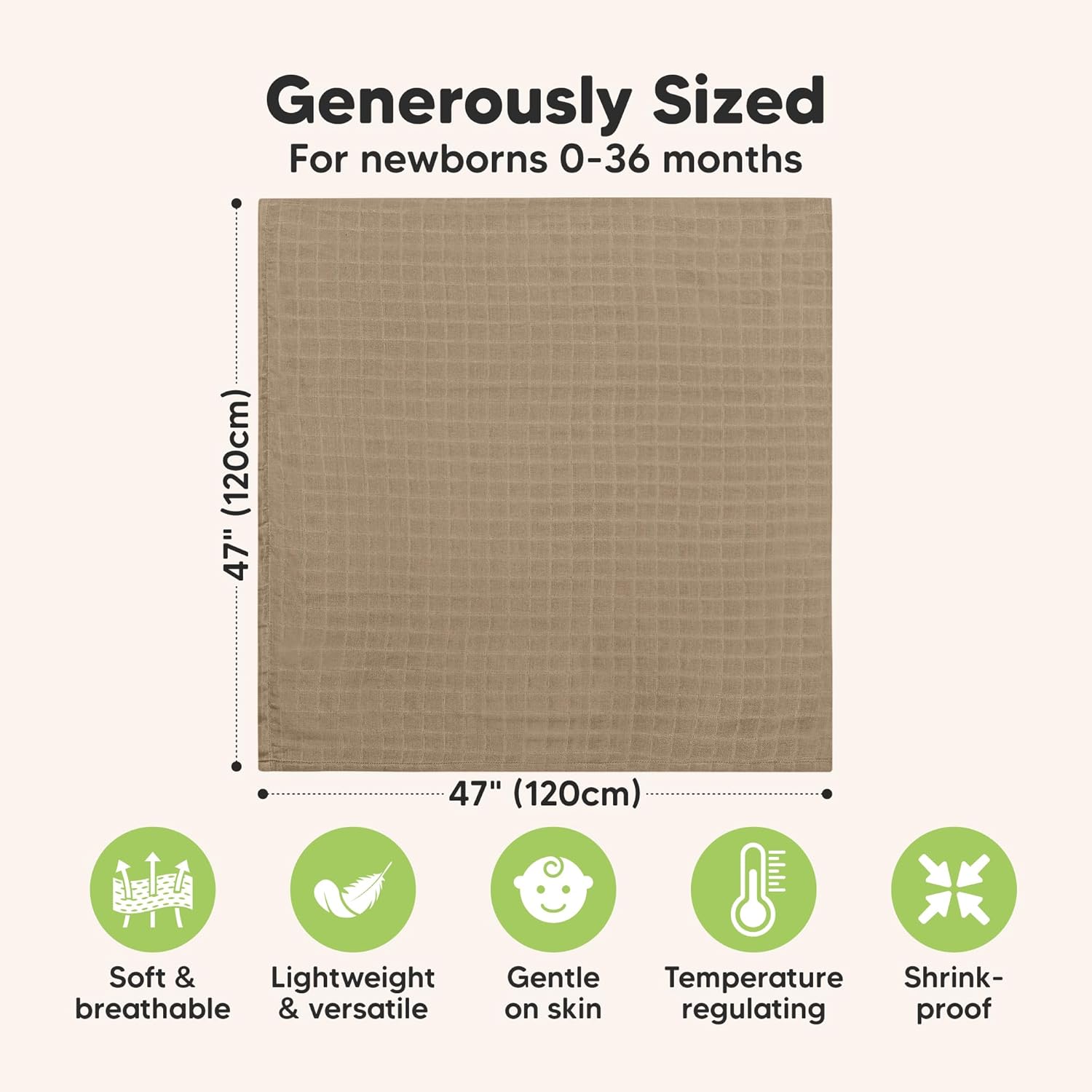 4-Pack Muslin Swaddle Blankets for Boys, Girls - Organic Baby Swaddles for Newborns, Soft & Breathable Receiving Baby Blankets for Girl, Boy, Neutral, Newborn Essentials Gift (Spice)