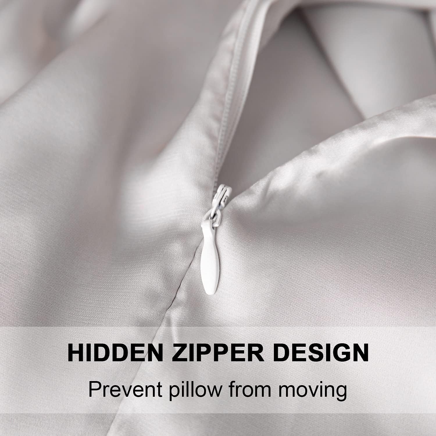 SIYUAN Silk Light Gray Pillowcase, Standard Size, Temperature Regulator, Beauty Anti-Aging, Hidden Zipper