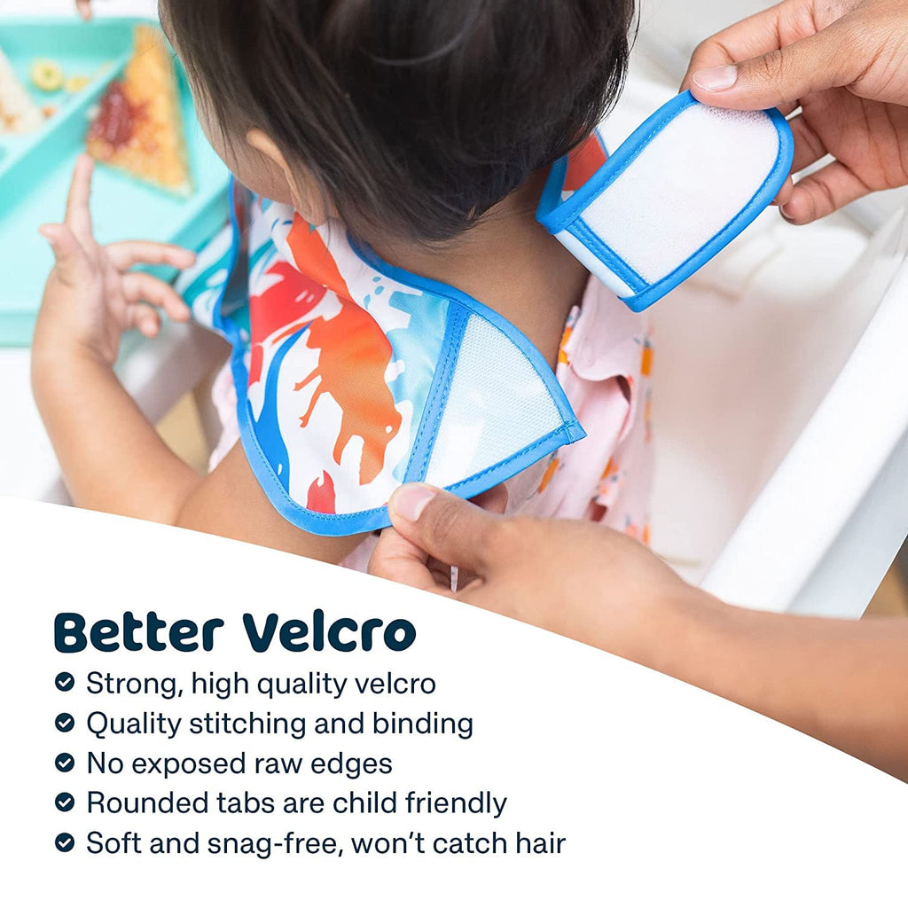 Tiny Twinkle Mess Proof Baby Bibs for Eating - Waterproof, Wipeable Bibs - Toddler Bibs - Travel Friendly - PFAS, PVC, BPA, Phthalate Free - Baby Food Bibs(3 Pack,Cowboy)