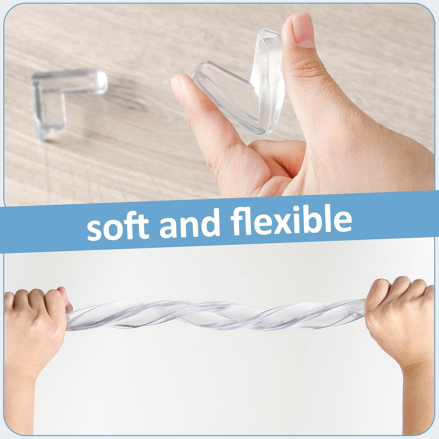 Edge Corner Protector Baby Proofing 6.6ft (2M) with 8 Corners, Clear Soft Corner Protectors Baby Proof, Furniture Corner Guard & Edge Safety, Edge Protector for Table and Fireplace