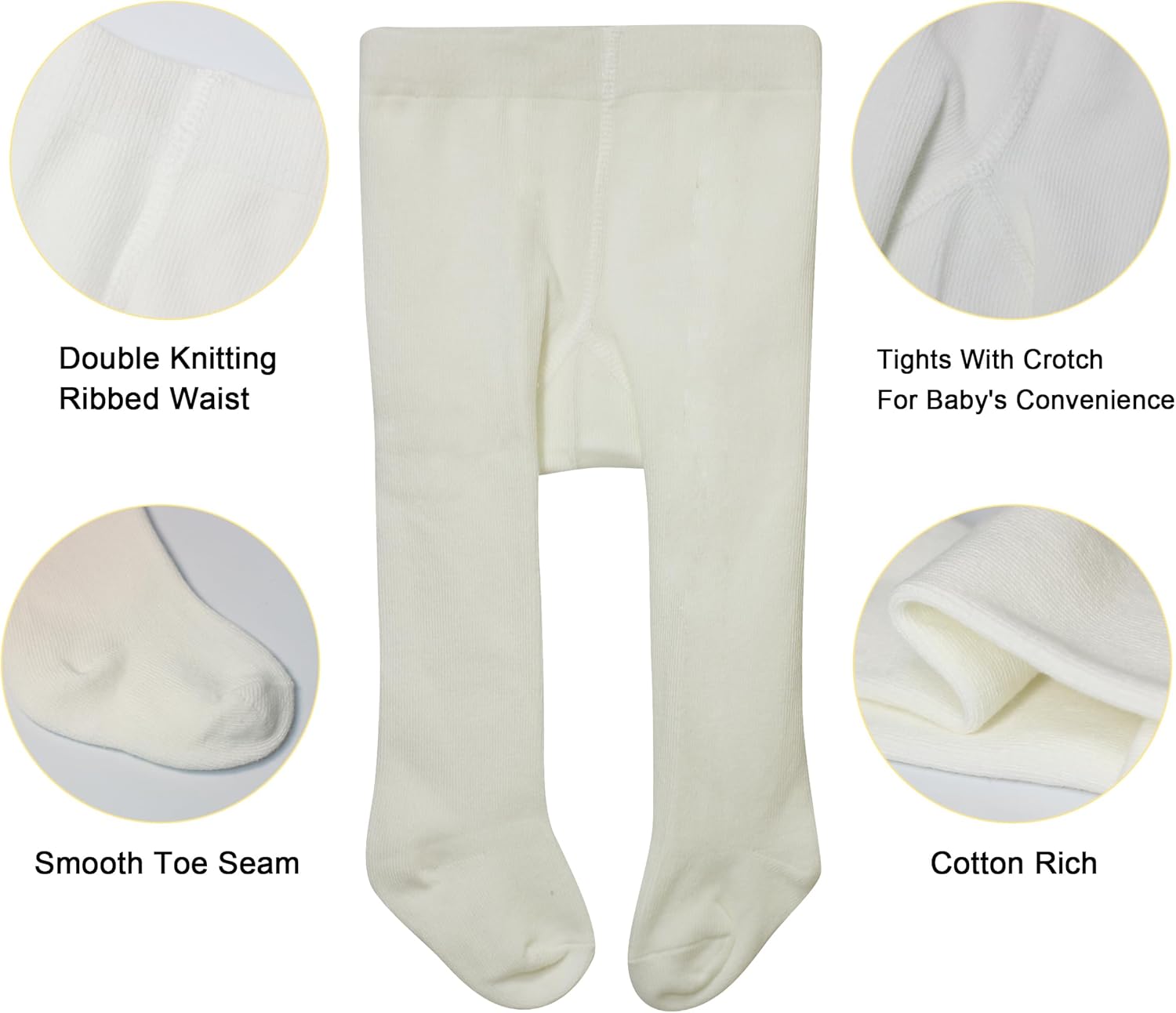 Baby Girls Tights White Thick Leggings Stockings Cotton Pantyhose for Newborn Infant Toddler 1Pack