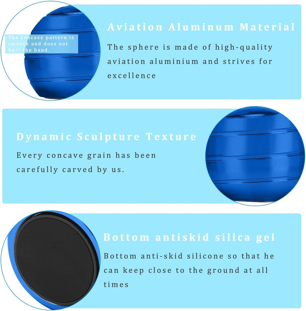 Desktop Ball Transfer Gyro Aluminum Alloy Kinetic Desk Toy Stress Relief Office Executive Gadgets Metal Ball Full Disassembly Rotary Decompression Toy(Blue, S 38mm Ball)