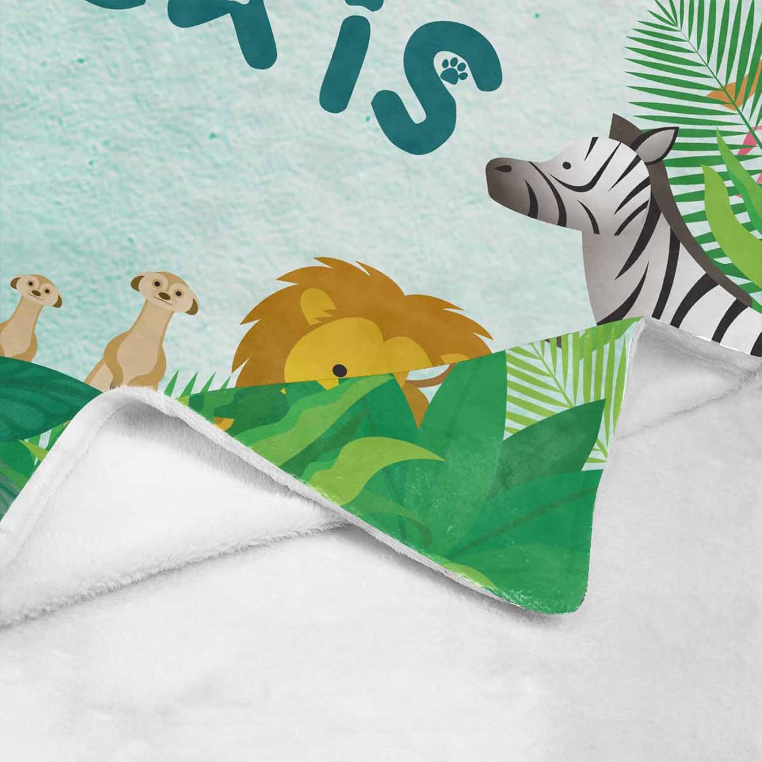 Personalized Cute Animal Baby Blanket, Custom Initial Jungle Swaddle Blanket with Name Customized Super Soft Nursery Fleece Throw Blankets for Newborns Baby Shower Girls Kids Birthday