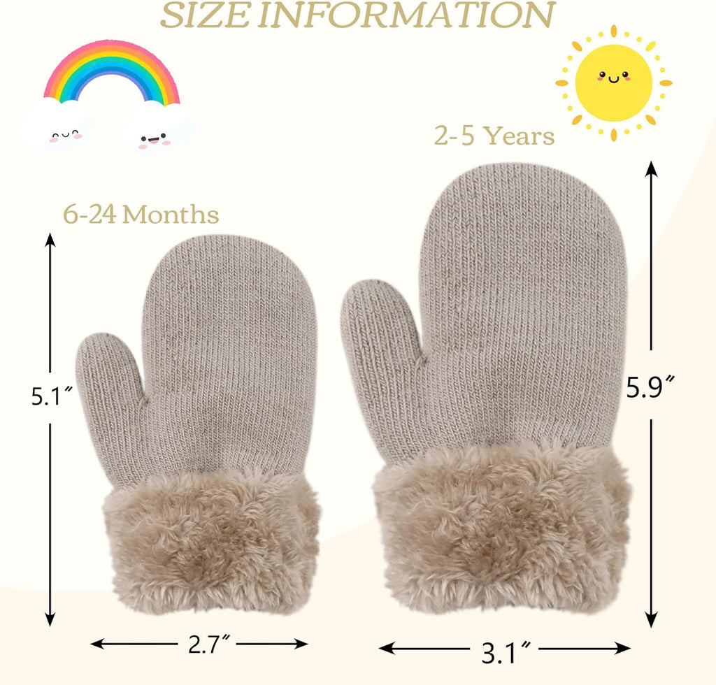 PESAAT Baby Girl Mittens Fleece Toddler Boy Mittens Warm Kids Winter Gloves Unisex Cold Weather Baby Gloves