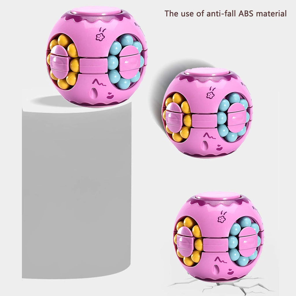 Rotating Magic Bean Cube Spinner Fidget Toy,Stress Relief Fidget Puzzles for Adults Kids,Anxiety Relief Learning & Education Toys,Puzzle Toys for Unisex-Children(Pink)