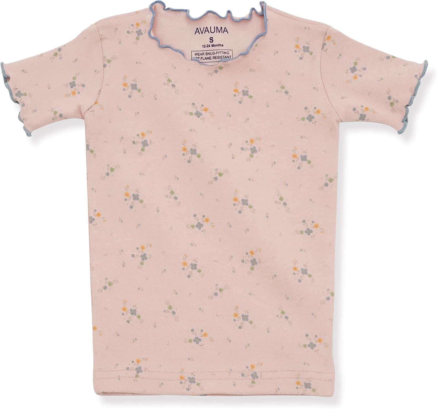 AVAUMA Baby Boy Girl Pajama Set 6M-7T Kids Cute Toddler Snug fit Flower Pattern Design Pjs Cotton Sleepwear Ruffled Shirring