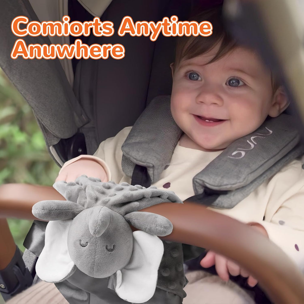 Loveys for Babies, Soft Baby Security Blanket Lovies for Babies, Stuffed Animals Blankie for Newborn Infant with Baby Snuggle Toy, Boys Gilrs Gifts Gray Elephant Security Blanket 16 Inch