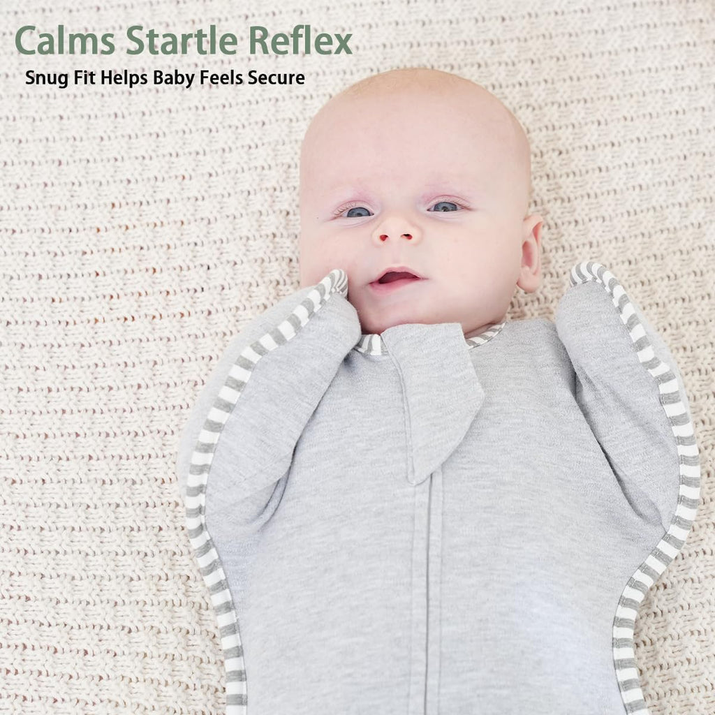 Transition Swaddles for Newborns Sleep Sack 0-3 Months Arms Up Swaddle Arms in/Out 2-Way Zipper 100% Cotton, 0.8 Tog Newborn Swaddle Sack for Boy Girl, 2-Pack (Small 5-14lbs)