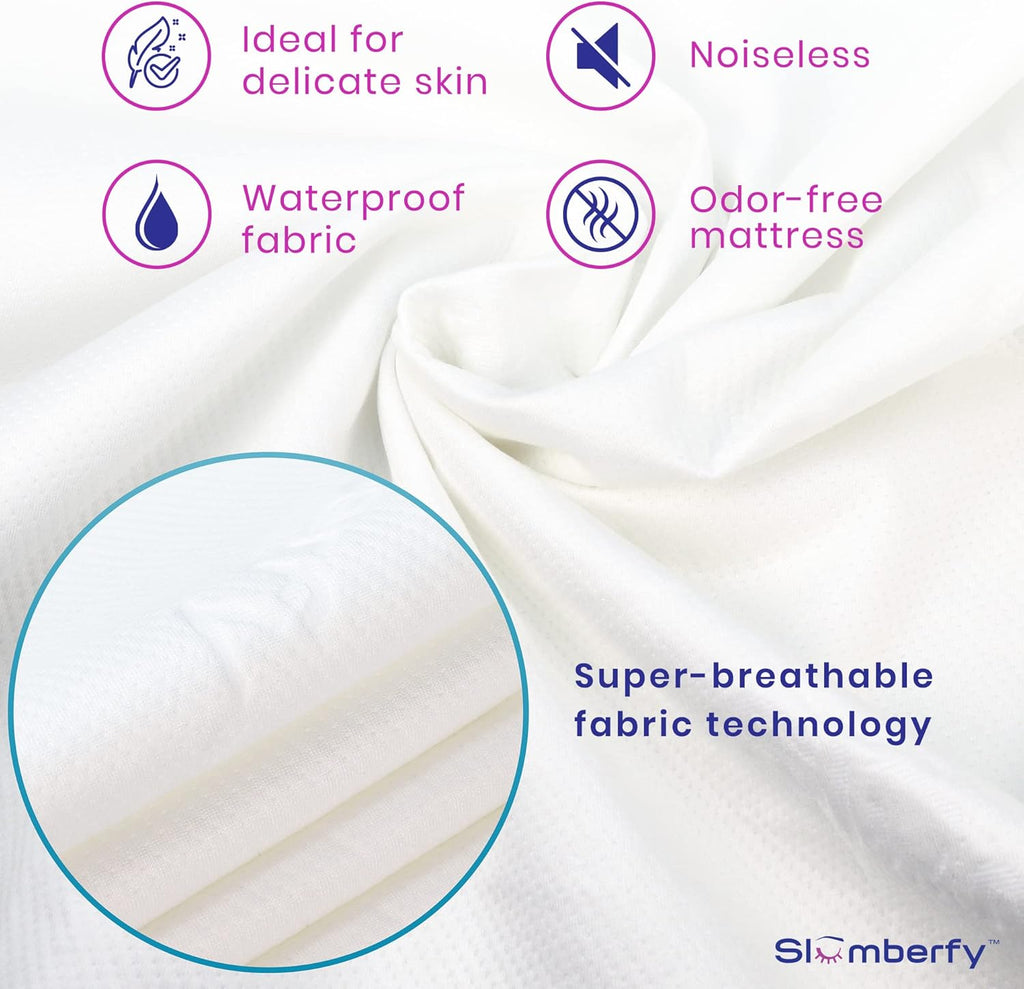Waterproof Mattress Protector by Slumberfy | Hypoallergenic Viscose Made from Bamboo Mattress Protector | Natural + Breathable Jacquard Fabric | Queen Mattress Cover – 60x80”