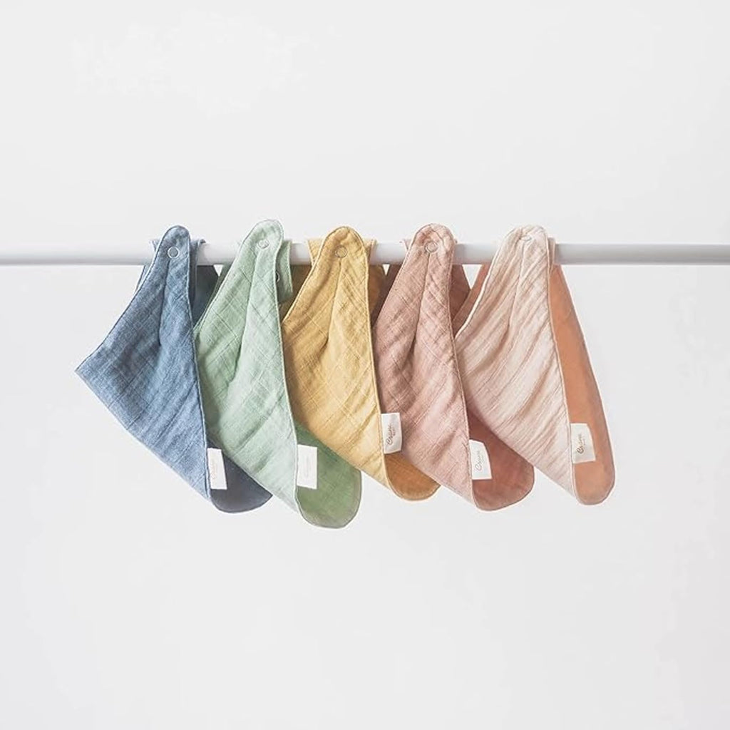 Crane Baby Soft Muslin Baby Bib Set, Adjustable and Absorbent Bandana Style Bibs for Boys and Girls, Rose, 3 Piece, 18.5” x 9”