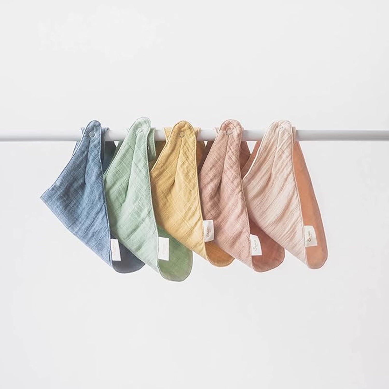 Crane Baby Soft Muslin Baby Bib Set, Adjustable and Absorbent Bandana Style Bibs for Boys and Girls, Rose, 3 Piece, 18.5” x 9”