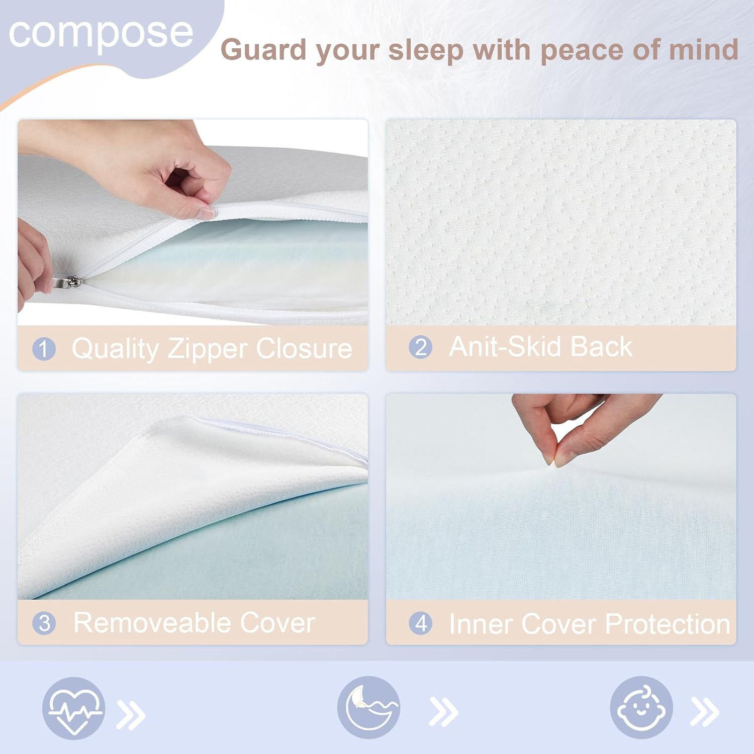 NeoBorn Baby Bassinet Mattress Pad, 24" x 20.8" Dual Sided Comfort Gel Memory Foam Mattress with Removable Breathable Soft Tencel Cover Fit for Graco Pack n Play Dome LX Bassinet, not playard