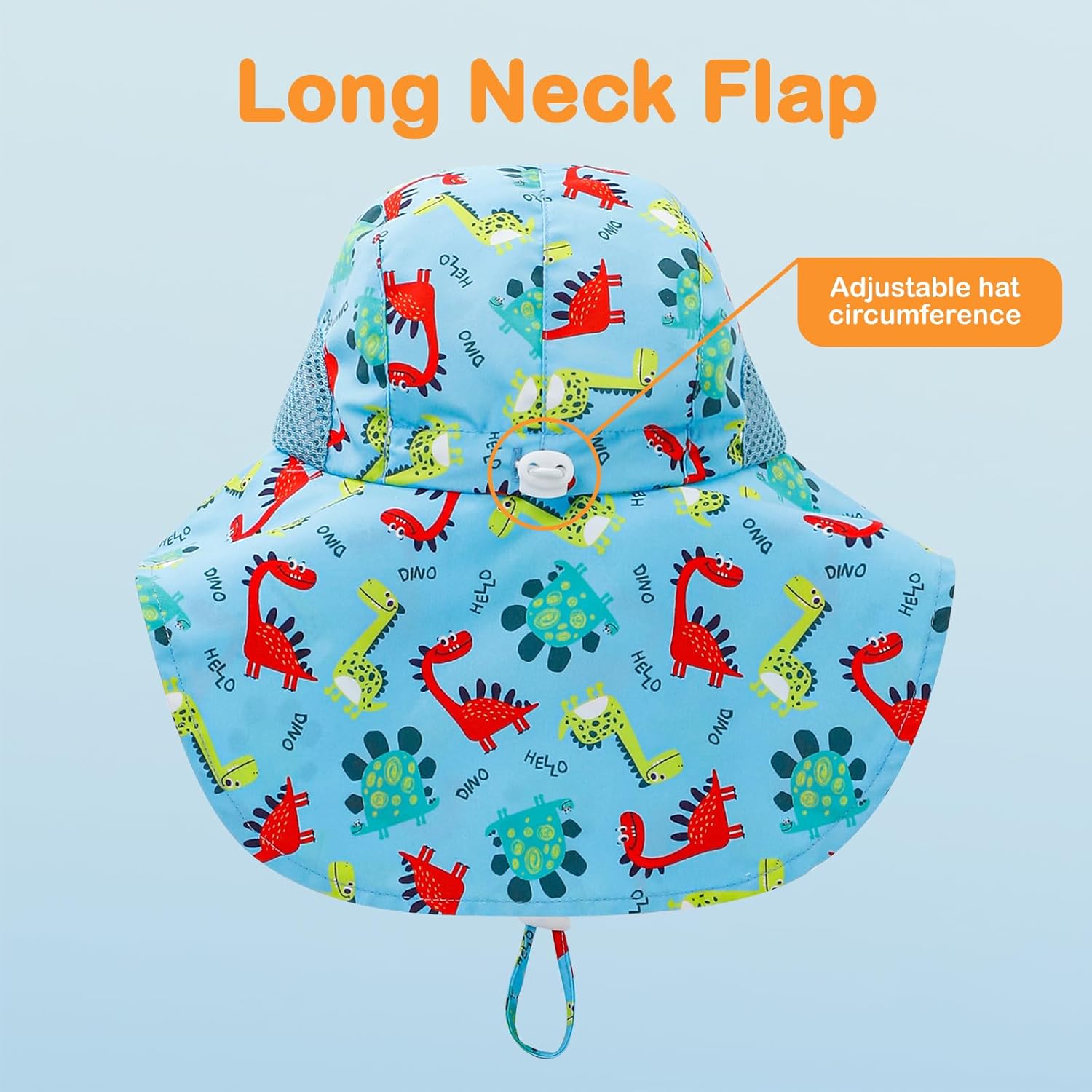 Baby Sun Hat UPF 50+ Mesh Liner Toddler Bucket Hats with Wide Brim Neck Flap for Outdoor Beach Swim