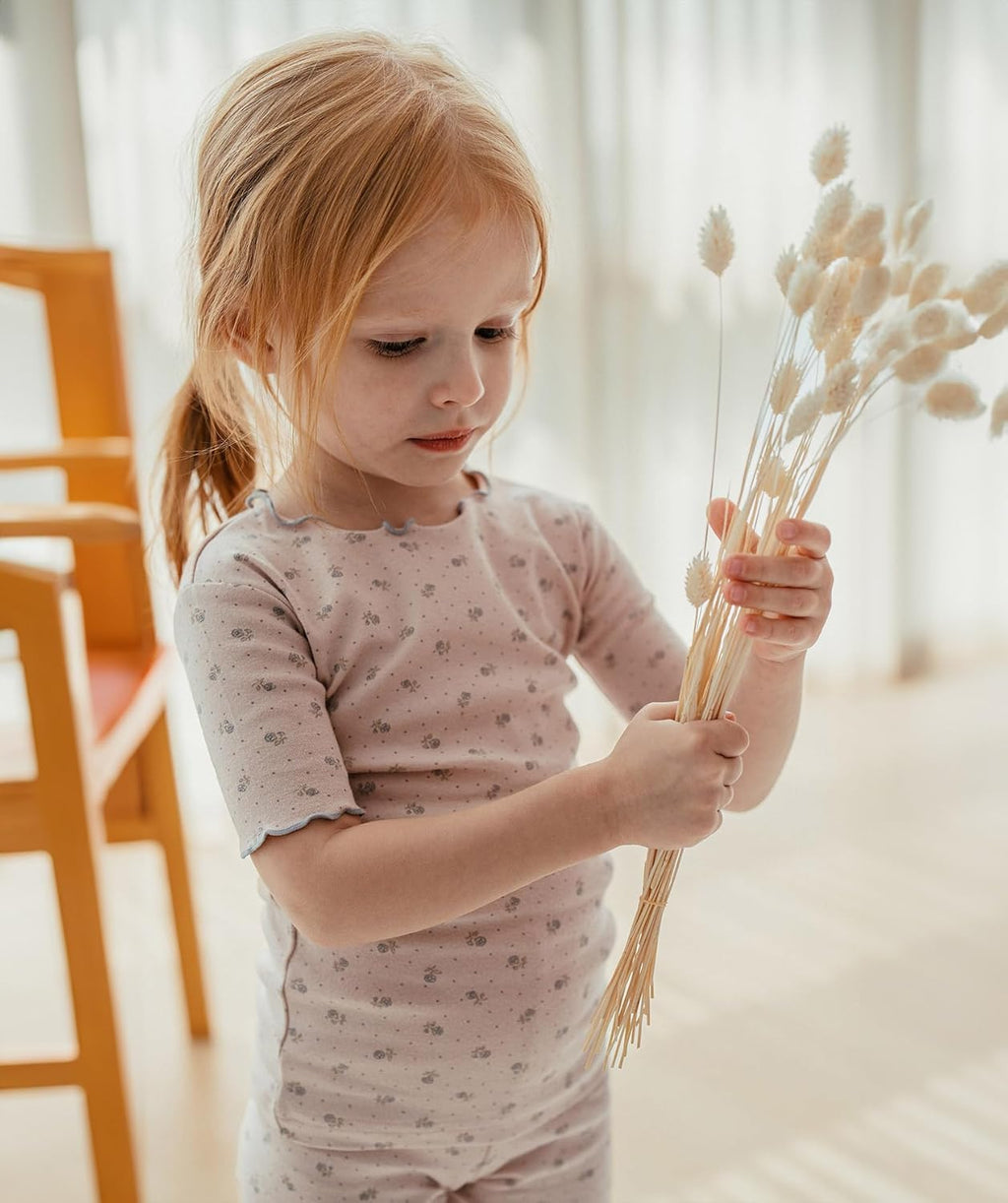 AVAUMA Baby Boy Girl Pajama Set 6M-7T Kids Cute Toddler Snug fit Flower Pattern Design Pjs Cotton Sleepwear Ruffled Shirring