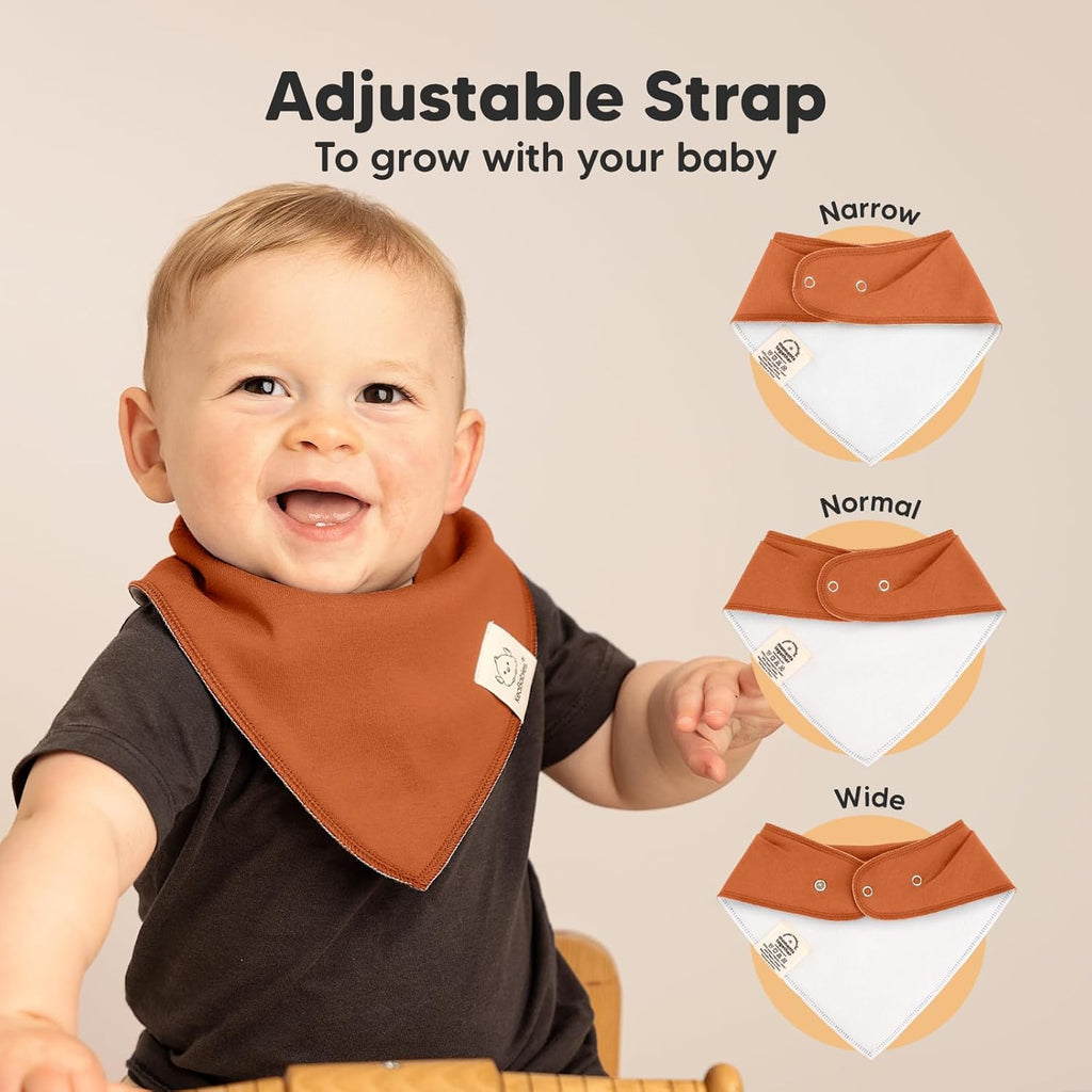 8-Pack Organic Baby Bandana Bibs for Boys, Girls - Super Absorbent Triangle Baby Bibs for Drooling and Teething Infant, 100% Cotton Extra Soft for Newborn, Infant 0-36 Months (Thunder)