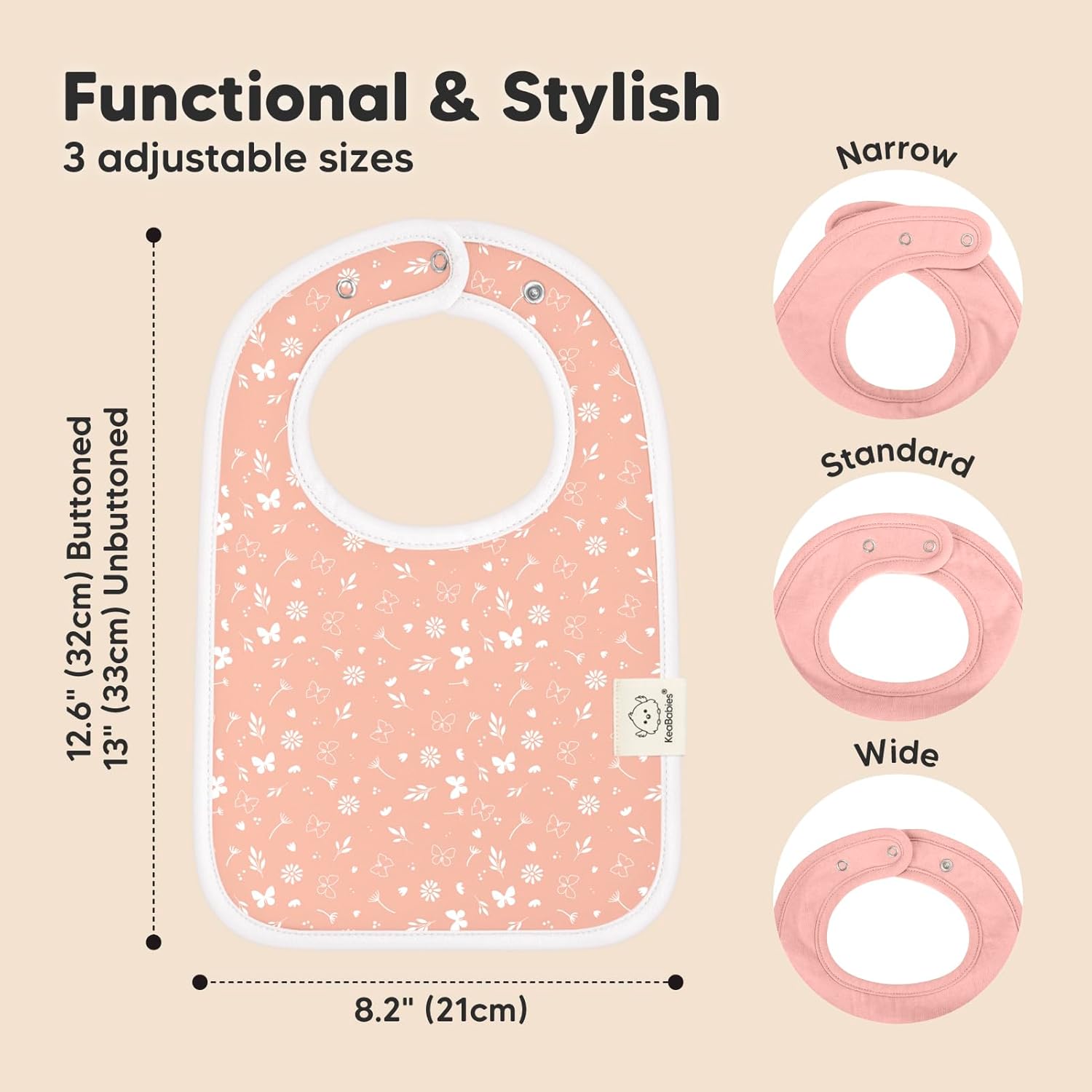 KeaBabies 8-Pack Organic Baby Bibs for Boys, Girls - Super Absorbent Cotton Drool Bibs for Baby Girl & Boy, Teething Toddler, Drooling Newborn, Ultra Soft & Machine Washable (Butterflies)