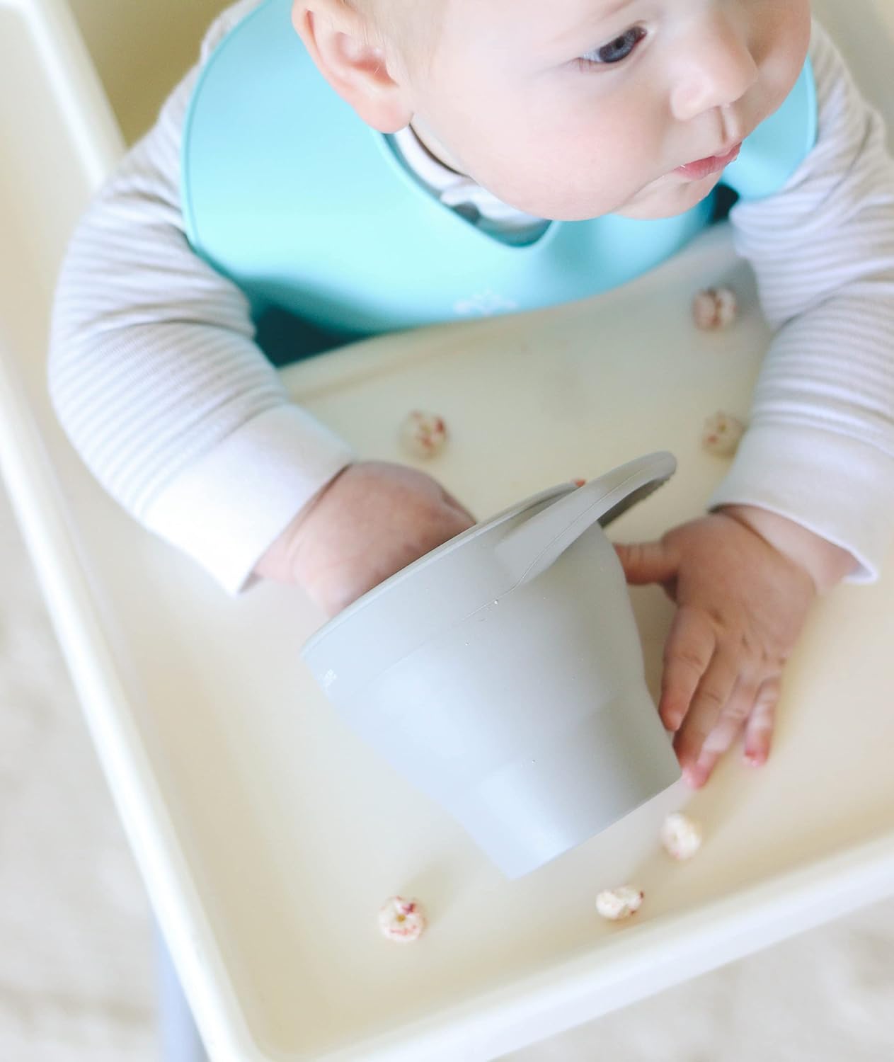 otterlove Collapsable Silicone Snack Container With Attachable Lid | 100% Pure LFGB Platinum Silicone with No Fillers | Snack Cup (2 Pack - Sage & Sand)