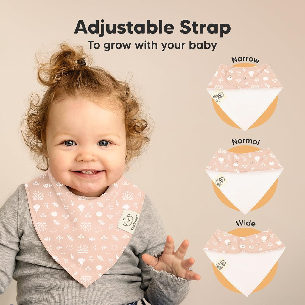 8-Pack Organic Baby Bandana Bibs for Girls - Super Absorbent Triangle Baby Bibs for Drooling and Teething Infant, 100% Cotton Extra Soft for Newborn, Infant 0-36 Months (Fleur)