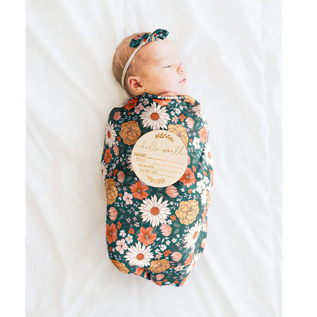 Konssy Baby Girl Newborn Receiving Blanket with Matching Headband and Beanie Set Baby Swaddle Nursery Swaddle Wrap