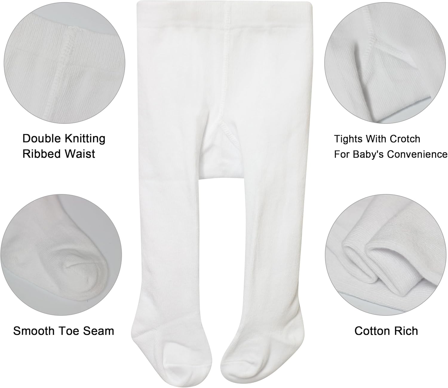 Baby Girls Tights White Thick Leggings Stockings Cotton Pantyhose for Newborn Infant Toddler 1Pack