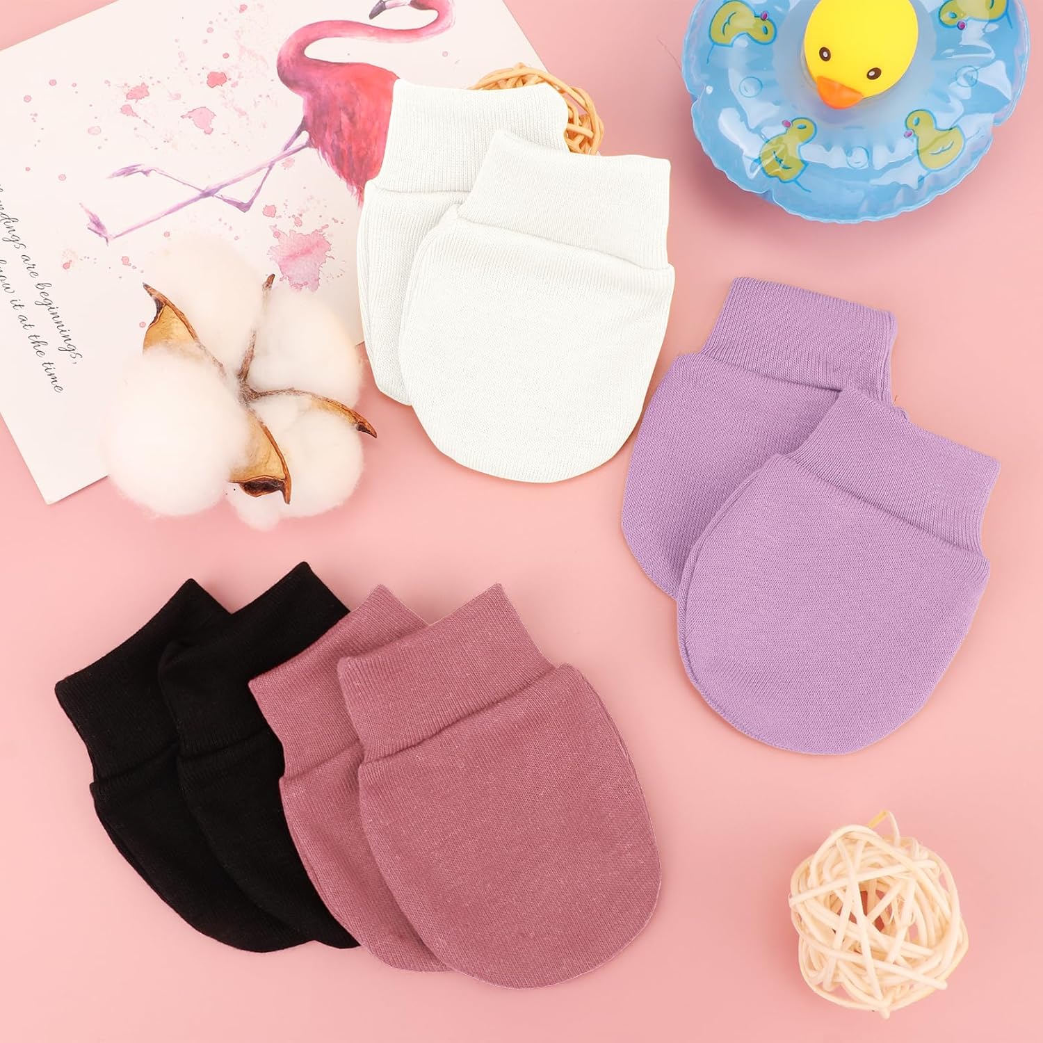 Newborn Baby Mittens No Scratch Cotton Elastic Wrist Gloves Infant Toddler Mittens for Baby Boy Girl 0-6 Months